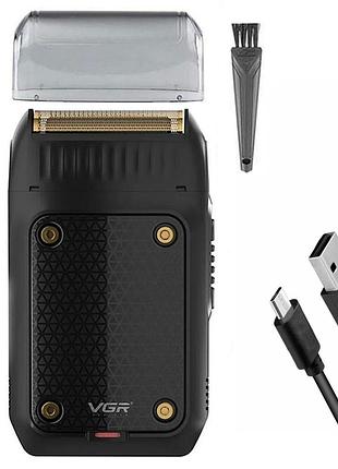 Аккумуляторная электробритва, usb, vgr v-353, черная