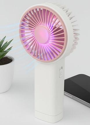 Ручний вентилятор акумуляторний, usb, рожевий