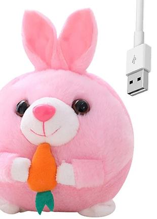 Музыкальный интерактивный кролик попрыгун с usb, розовый, nj-00100