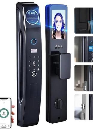 Умный дверной замок с камерой и отпечатком пальца, от аккумулятора, tuya smart