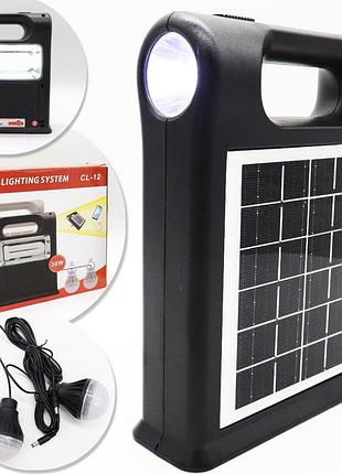 Портативный фонарик с сонечной панелью, usb, power bank +2 лампочки, 30 вт, cl 12