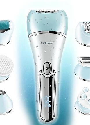 Эпилятор для лица и тела 6в1, с usb vgr v-733, голубой