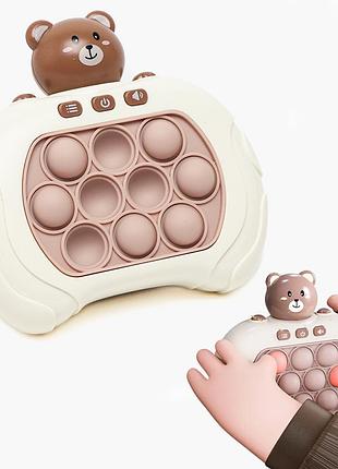 Антистрес іграшка "ведмедик" поп іт, pop it pro bear, коричневий, на батарейках