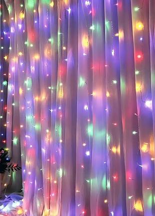 Гирлянда штора от сети, 3х2м, 240led, g-49, разноцветный
