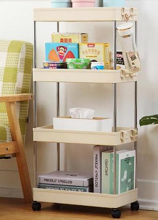 Етажерка на колесах 4 яруси (87×38×13см), bathroom rack
