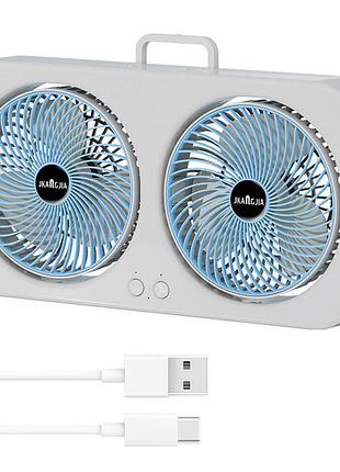 Подвійний вентилятор настільний з usb, 3 швидкості, колір рандом