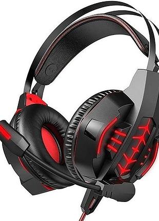 Наушники игровые проводные с микрофоном, ims-e1007, красный