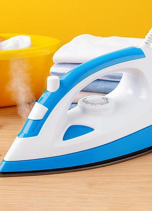 Электрический утюг с тефлоновой подошвой 1200вт, от сети, hoffmans hm-9050, голубой