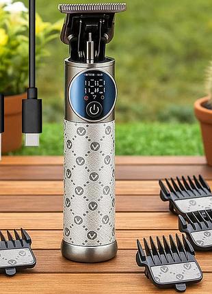 Акумуляторна машинка для стрижки +4 насадки, від usb, vgr v-942, білий / чоловічий тример для стрижки волосся