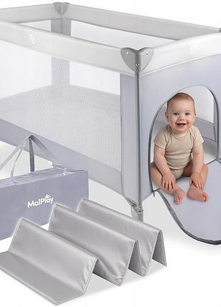 Ліжечко манеж 60x120см сірий malplay (польща)