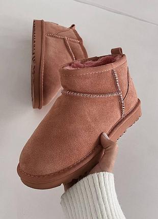 Уггі міні ugg ultra mini pink suede угги мини