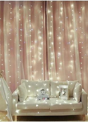 Светодиодная гирлянда штора 3x2 м 280 led с переходником