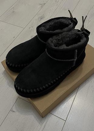 Угги жіночі ugg classic ultra mini biarritz зимові чорні