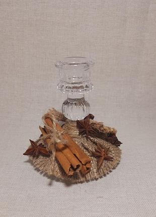 Подсвечник, эко декор, на праздник, на разрезной, ручная работа