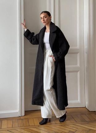 Пальто максі реглан із поясом на підкладці