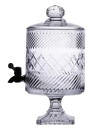 Лимонадница с краном на подставке стеклянная 4.5 л hp-19-4