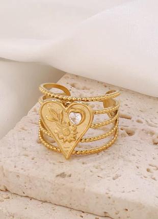 Кільце серце квітка нержавіюча сталь stainless steel