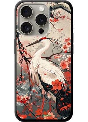 Чехол на iphone 15 pro аист в цвету сакуры "6109b-3096-73076"
