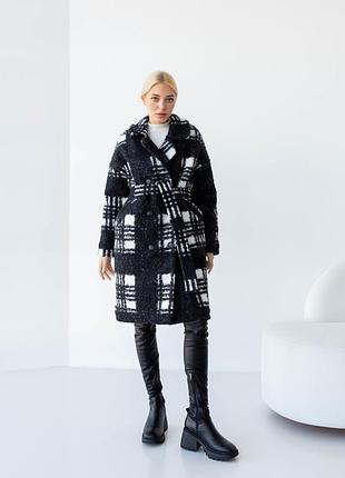 Пальто женское зимнее букле оверсайз