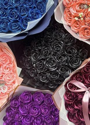 Букет из атласной ленты роз декоративный цветы из атласной ленты подарок девушке