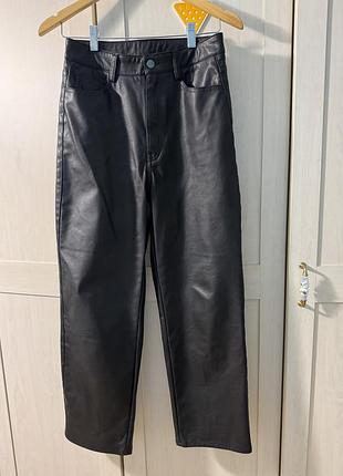 Шкіряні штани прямого крою h&m