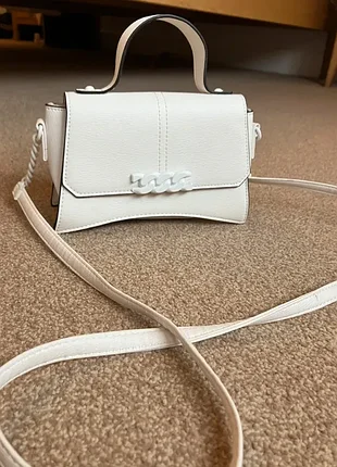 Белая кожаная мини сумка primark сумочка кросс-боди