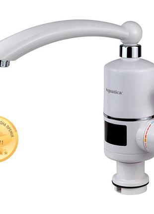 Кран-водонагрівач проточний nz 3.0 квт 0.4-5бар для кухні гусак прямий на гайці з дисплеєм aquatica nz-6b242w (9797102)