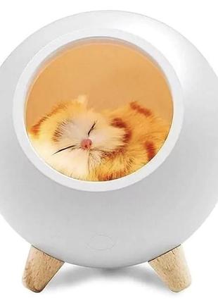 Нічник котик у будиночку usb білий
