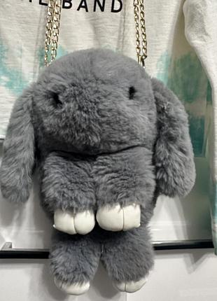 Мяка сумка ранець міхова зайка