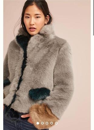 Шуба из эко меха новая серая