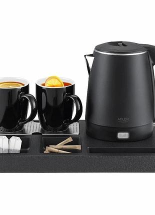 Електрочайник + 2 чашки та таця adler ad 1387 1л ws-18