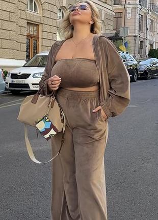 Костюм жіночий трійка велюр спорт