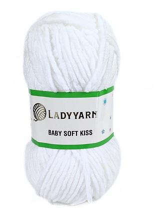 Пряжа baby soft kiss/беби софт кис, белый ekru, lady yarn