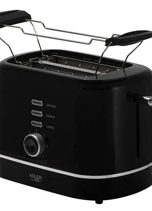 Тостер adler ad 3224 black, 7 рівнів обсмажування, решітка для булочок, 850 вт