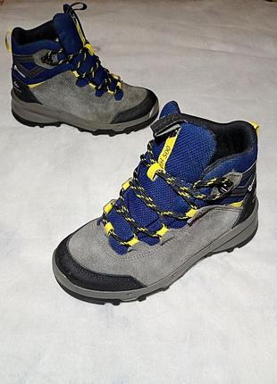 Ботинки унисекс для горного туризма, треккинговые quechua waterproof водонепроницаемые 89963s1c, размер 33, длина стельки 21.5 см сине-серые