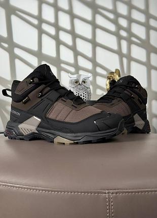 Чоловічі зимові кросівки salomon x ultra 4 mid fur black brown