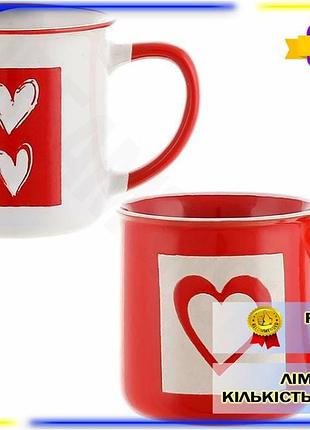 Dm набор фарфоровых кружек спецификация 2.2 красное сердце 300мл bona cup для чая и кофе чашки в крафт spe|lz