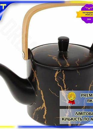 Dm чайник для заварювання специфікація 2.2 golden-marble 800мл чорний із золотом для чаю з бамбуковою spe|lz