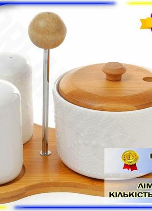 Dm набір для спецій специфікація 2.2 ceram-bamboo 6 предметів цукорниця сільничка перечниця для кухні spe|lz