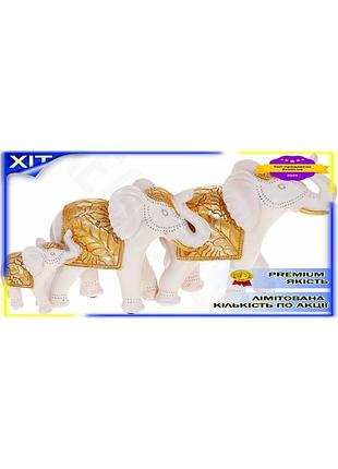 Dm декоративная статуэтка семья спецификация 2.2 слонов полистоун белая с золотом для интерьера сувени spe|lz