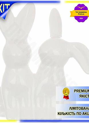 Dm статуетка декоративна білі специфікація 2.2 кролики кераміка 10х6, 5см для великоднього декору фігу spe|lz