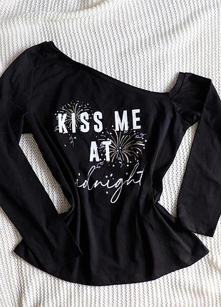 Нова блуза з відкритим плечем "поцілуй мене опівночі", бавовна, розмір m