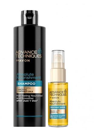 Набір 2-в-1 avon абсолютне живлення шампунь та сироватка