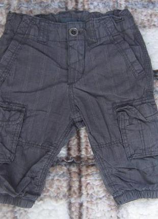 Коричневі штани в клітку на підкладці h&m р. 62 см 2-4 міс