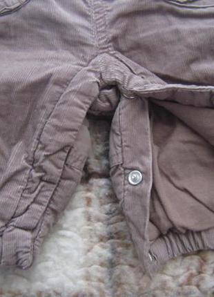 Коричневые утеплённые вельветовые штаны р. 60 см 3 мес3 фото