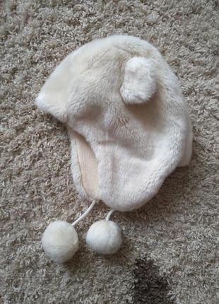 Мимишная зимняя шапка тедди айвори с ушками teddy bear nutmeg.