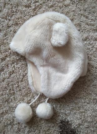 Мимишная зимняя шапка тедди айвори с ушками teddy bear nutmeg.3 фото