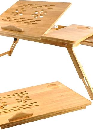 Підставка під їжу на ліжко (бамбуковий), складана таця для ліжка, розкладний столик у ліжко, nst