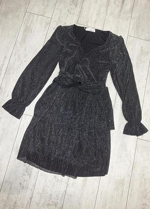 Блестящее праздничное черное платье s/m