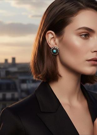 925 проба серебро комплект серебряный бирюза серьги кольцо малинки